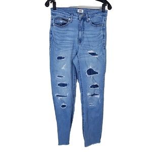Tommy Hilfiger Jeans Womens 6 W28 Straight Leg High Rise Blue Distressed